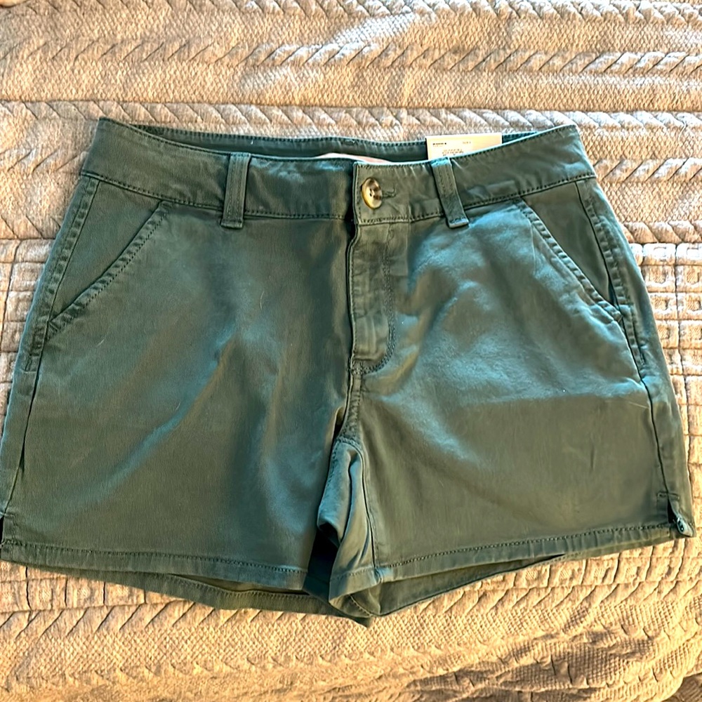 Never worn! Green chino shorts.